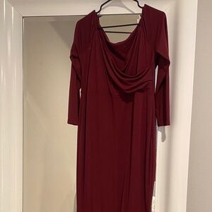 Burgundy Maternity Dress, L